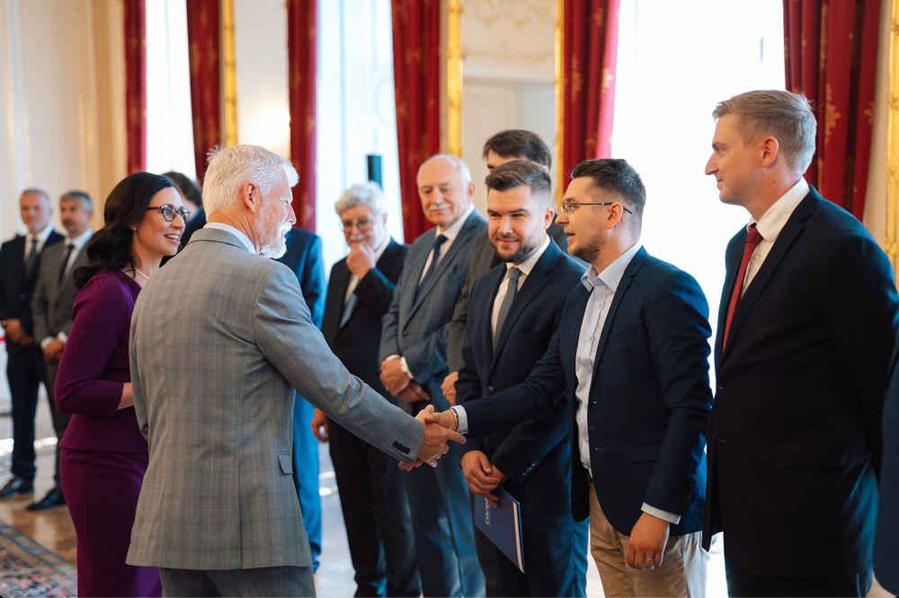 Handshake with President Pavel
