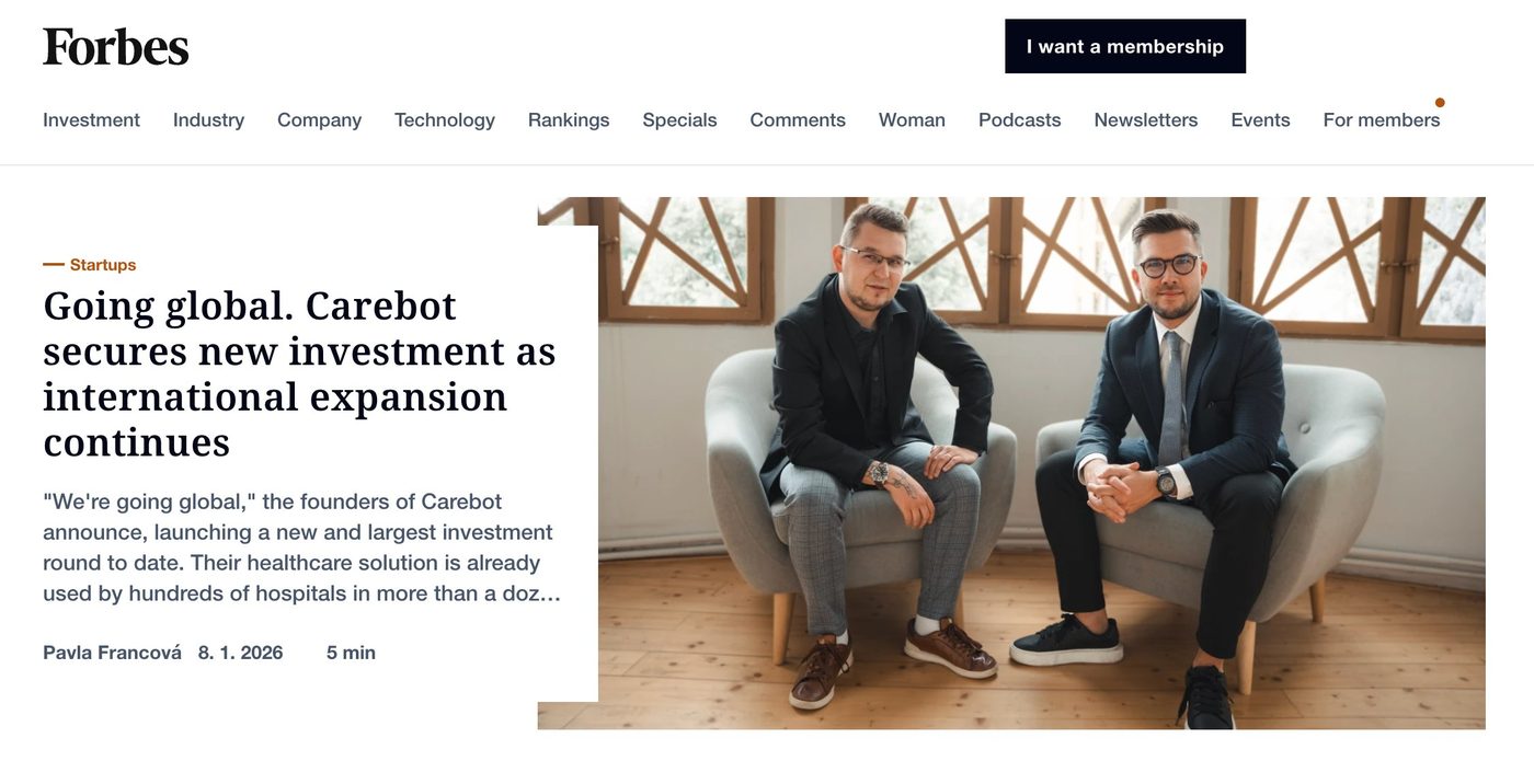 Forbes — Going global. Carebot secures new investment